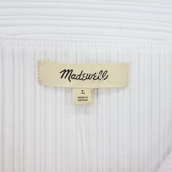 NWT Madewell Ribbed Off-The-Shoulder Top In Eyelet White Size Large - Picture 7 of 9